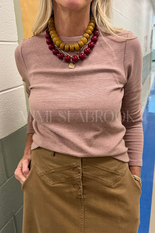Linwood top, pink/camel
