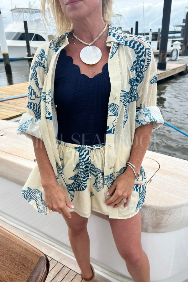 Little Palm Shorts by King + Pitt, silver king print