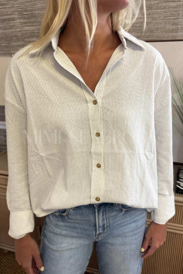 Lois top, white / navy stripe