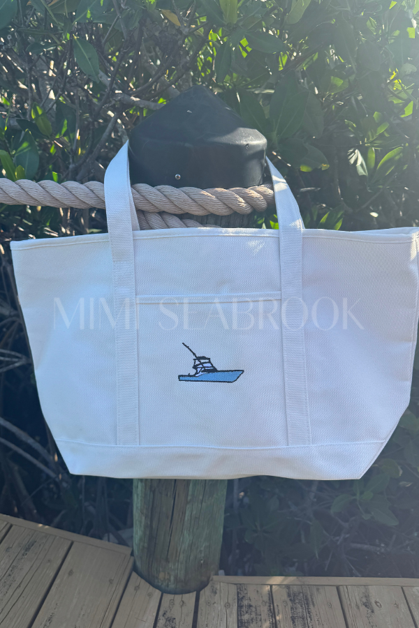 Lowcountry Tote Bag by Mimi Seabrook, Sportfishing Boat