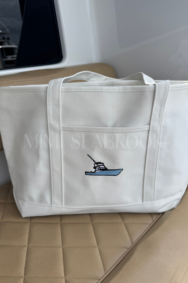 Lowcountry Tote Bag by Mimi Seabrook, Sportfishing Boat