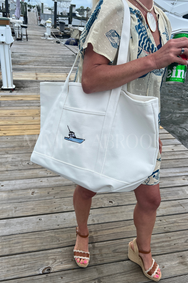 Lowcountry Tote Bag by Mimi Seabrook, Sportfishing Boat