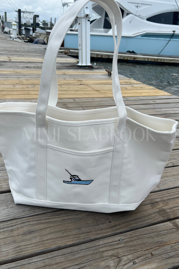 Lowcountry Tote Bag by Mimi Seabrook, Sportfishing Boat