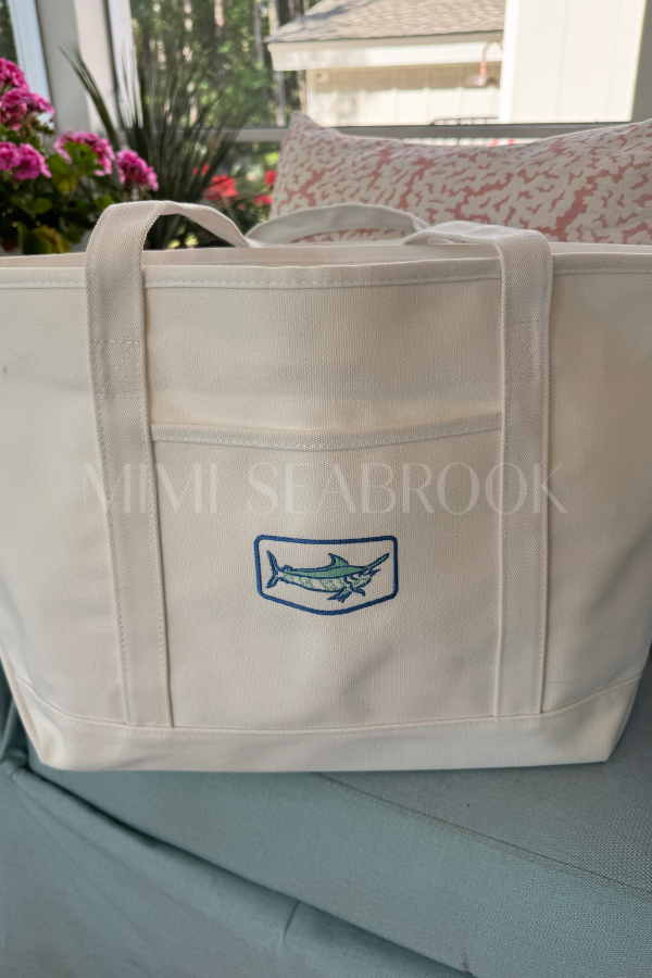 Lowcountry Tote Bag by Mimi Seabrook x King +Pitt, Marlin