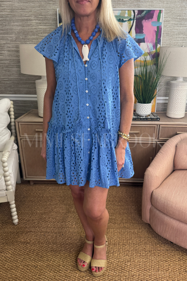 Lydia Mini Dress, Blue Bonnet by Cleobella