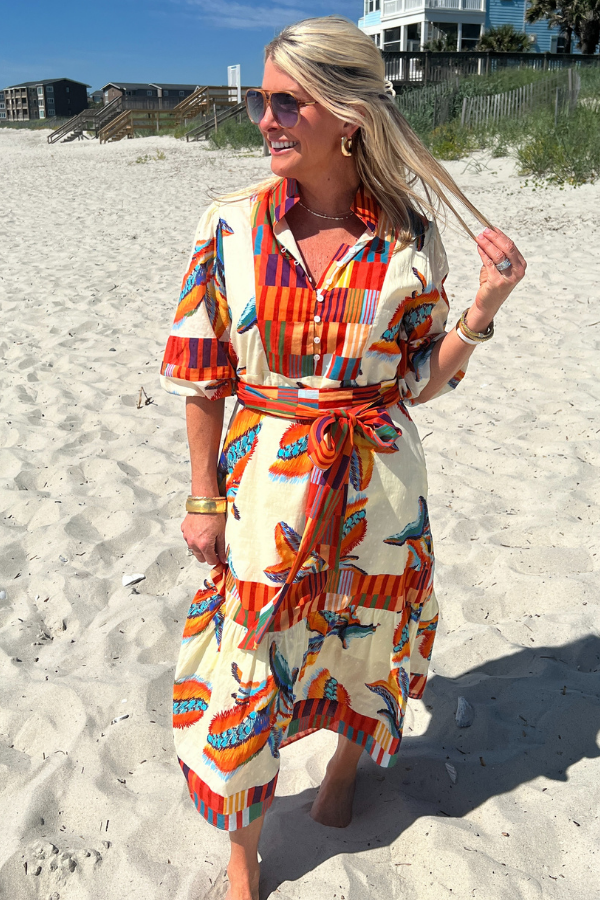 Mallorca Dress, tropical print by King + Pitt