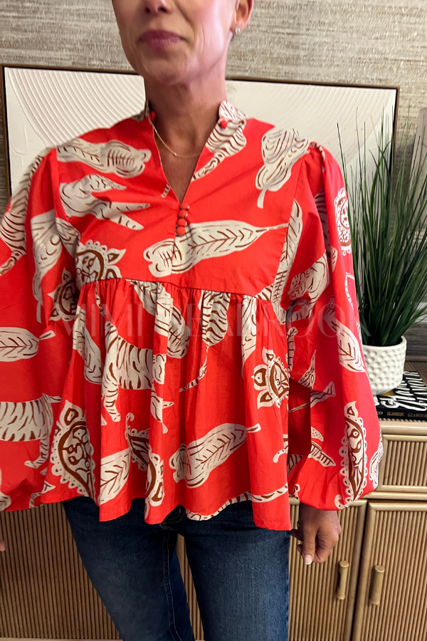 Mandarin Balloon Top, Bengal Brick by Oliphant