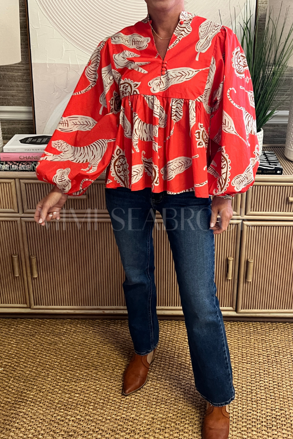 Mandarin Balloon Top, Bengal Brick by Oliphant