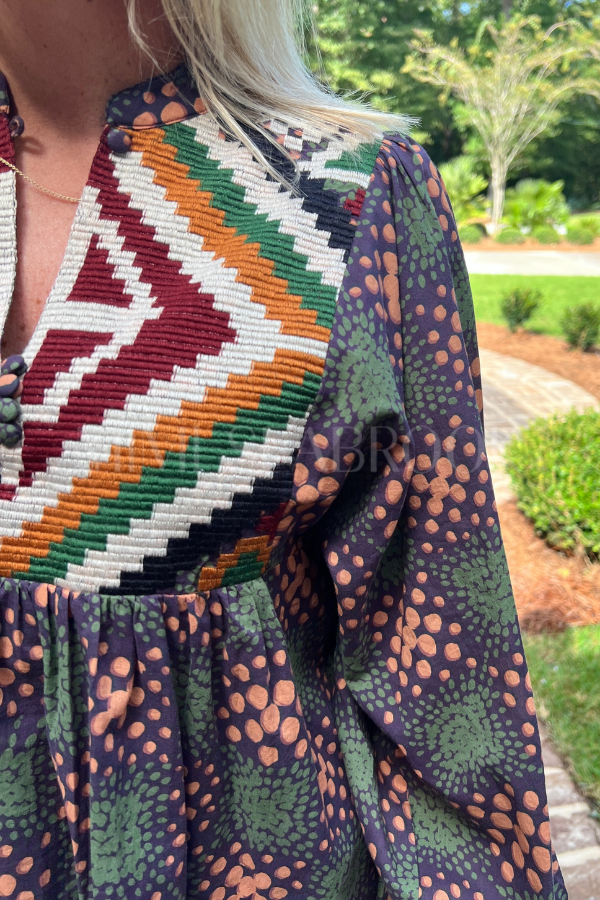 Mandarin Balloon Top, Matrix Green by Oliphant