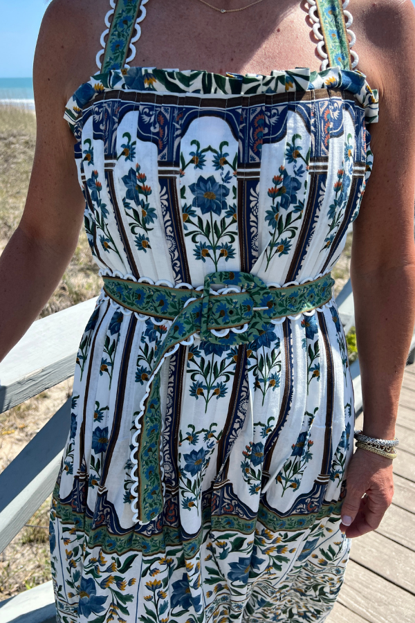 Manoela Off-White Sleeveless Belt Maxi Dress by Farm Rio
