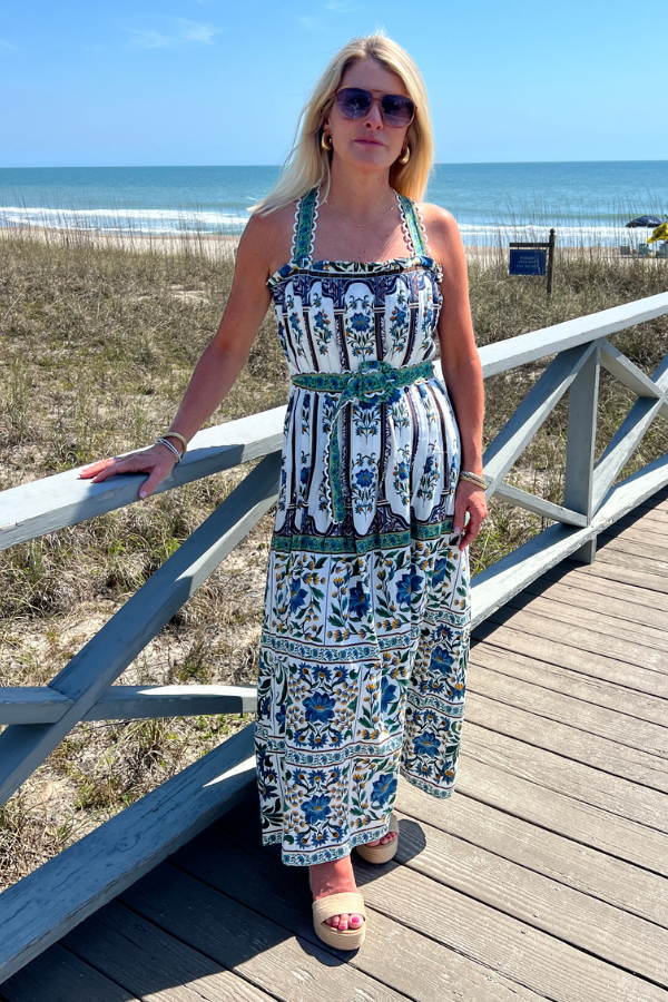 Manoela Off-White Sleeveless Belt Maxi Dress by Farm Rio