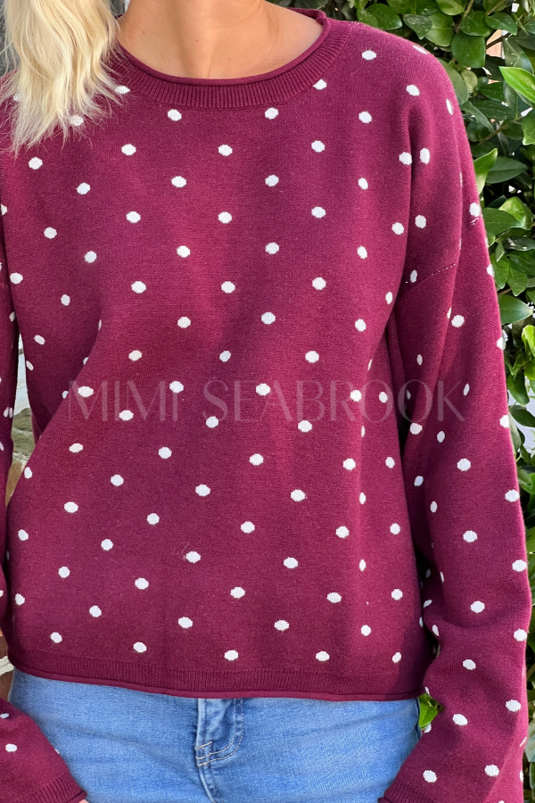 Marcello sweater, wine/ivory