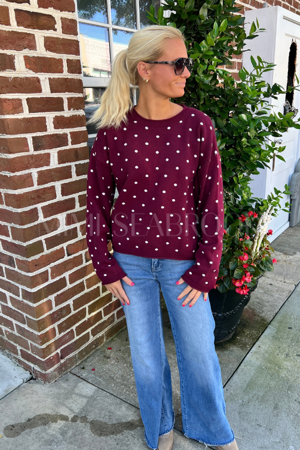 Marcello sweater, wine/ivory