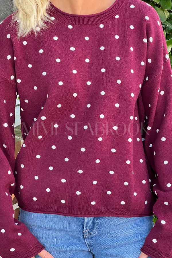 Marcello sweater, wine/ivory
