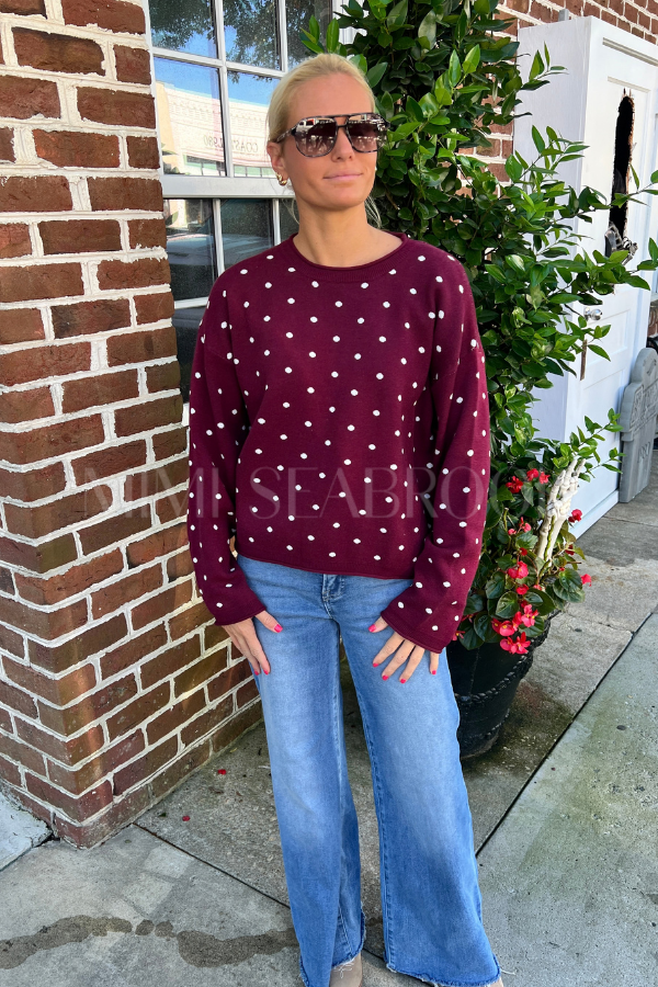 Marcello sweater, wine/ivory