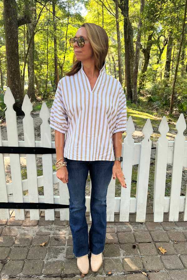 Margo top, brown stripe