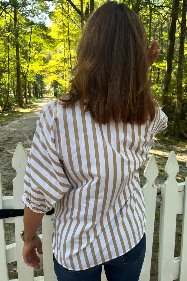 Margo top, brown stripe