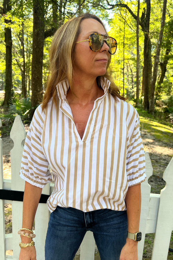 Margo top, brown stripe