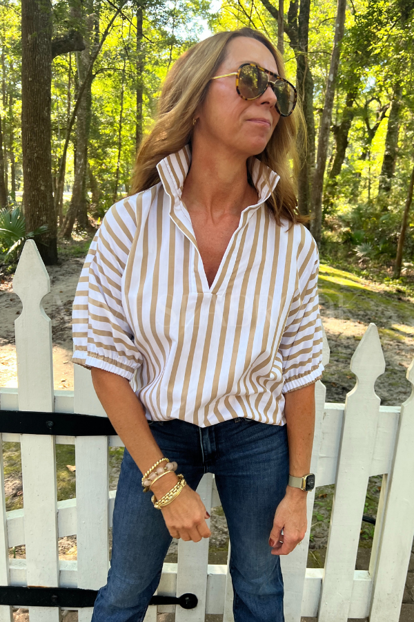 Margo top, brown stripe