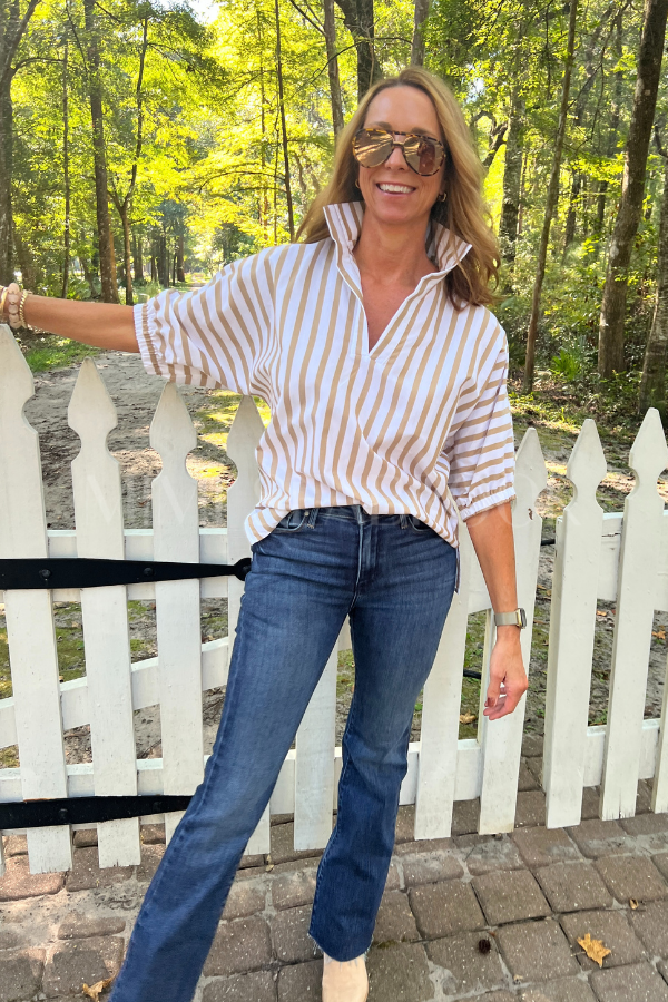 Margo top, brown stripe