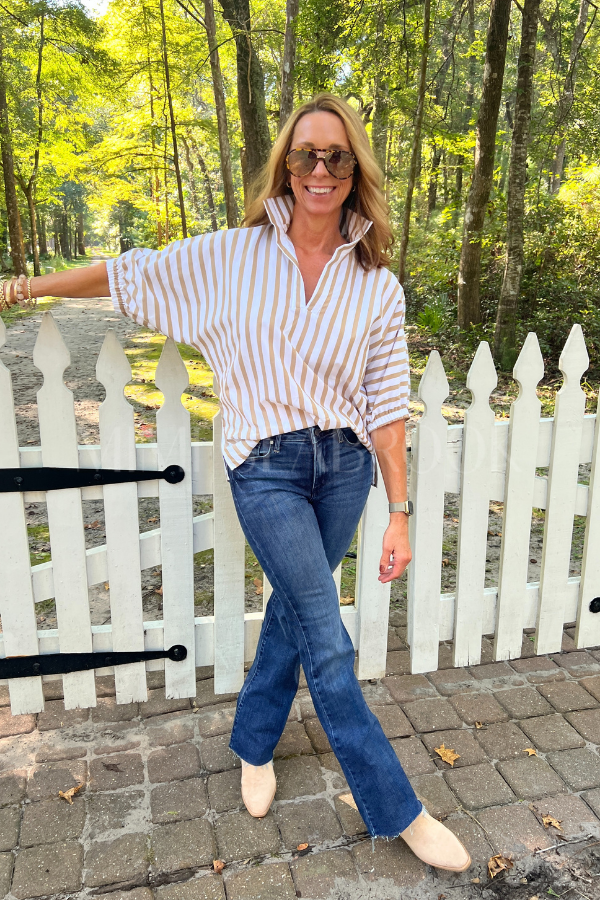 Margo top, brown stripe