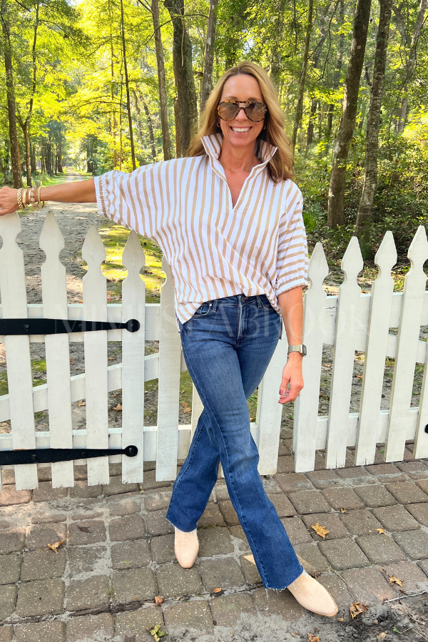 Margo top, brown stripe