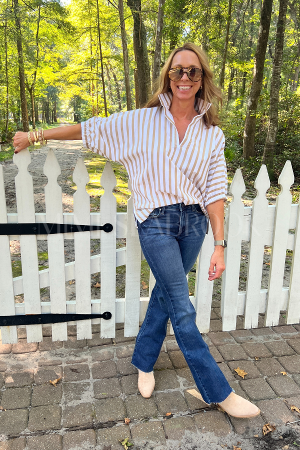 Margo top, brown stripe