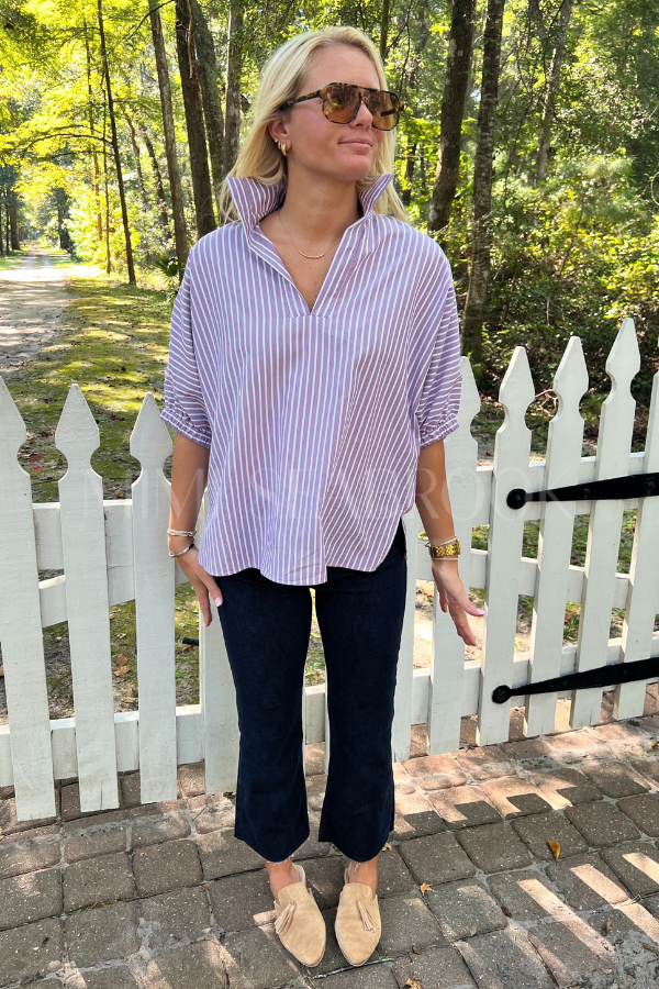 Margo top, purple stripe