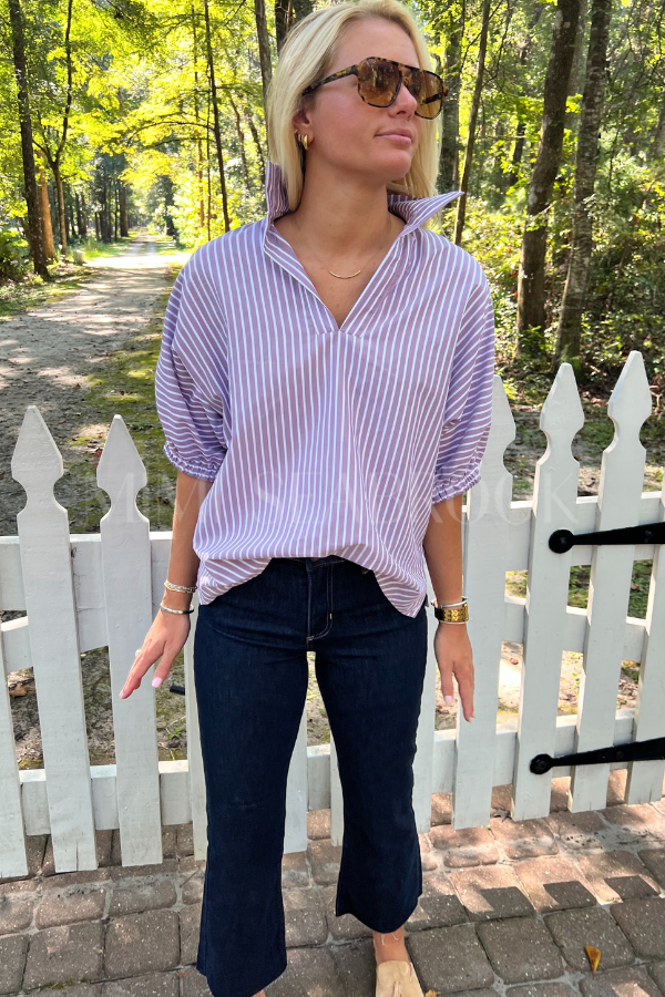 Margo top, purple stripe