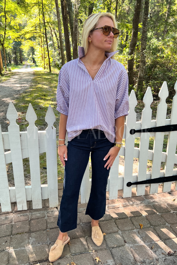 Margo top, purple stripe