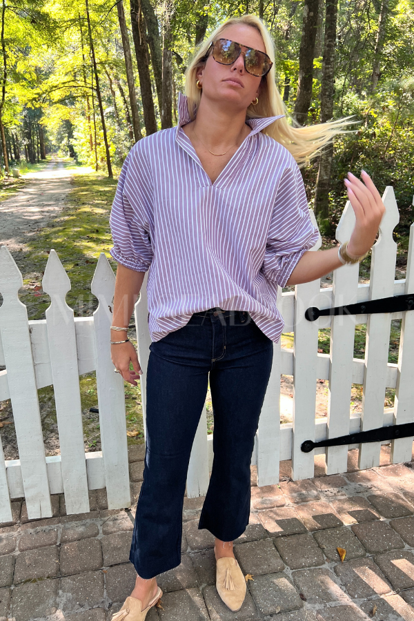 Margo top, purple stripe