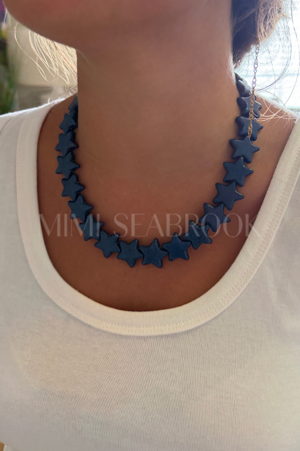 Marine Sea Star Necklace, navy