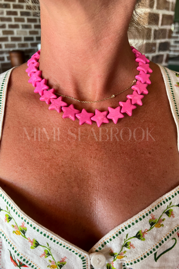 Marine Sea Star Necklace, pink