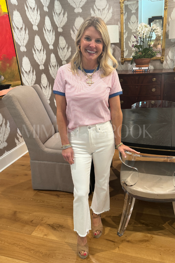 Meadors top, white/red