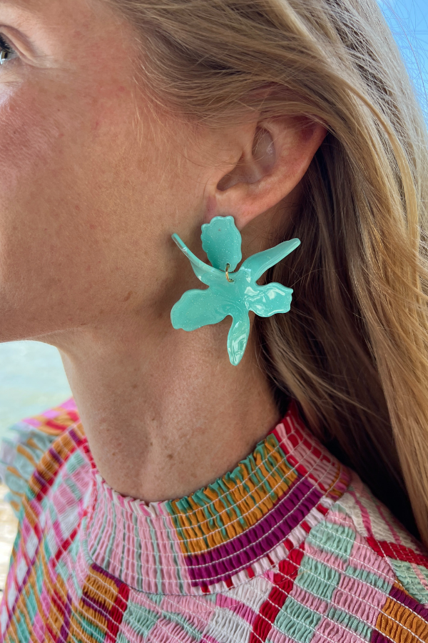 Mell Flower Earrings, mint