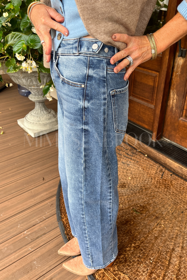 Miley barrel leg jeans, dark denim