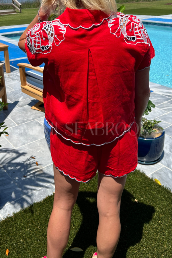 Mini Shorts Coverup with Embroidery by Farm Rio