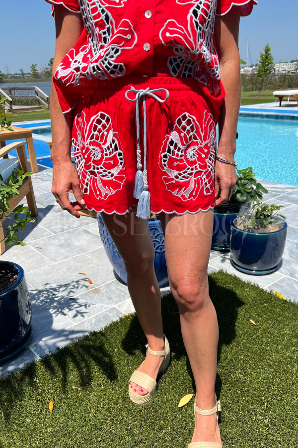 Mini Shorts Coverup with Embroidery by Farm Rio