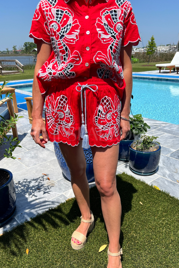 Mini Shorts Coverup with Embroidery by Farm Rio