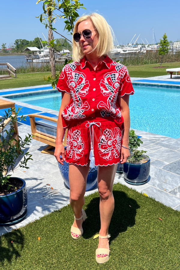 Mini Shorts Coverup with Embroidery by Farm Rio