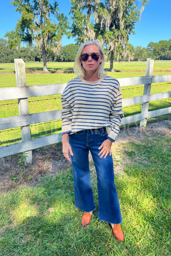 Mitchell sweater, butter/blue