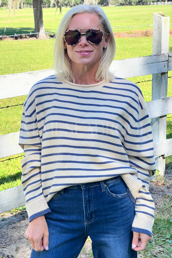 Mitchell sweater, butter/blue