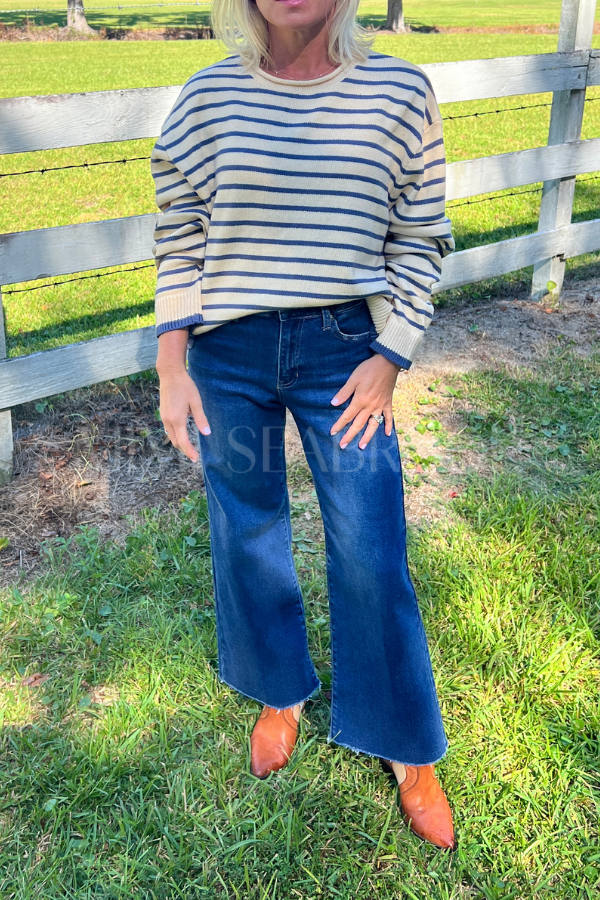 Mitchell sweater, butter/blue