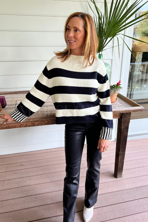 Montgomery sweater, black/white