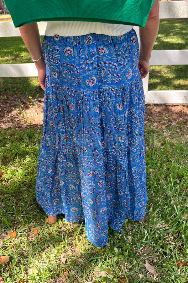 Murphy skirt, blue bell print