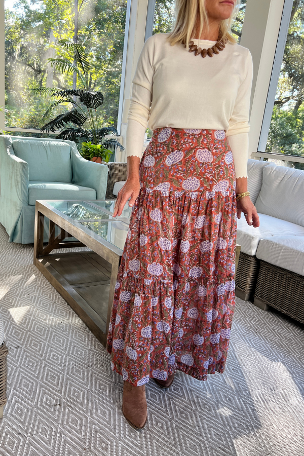 Murphy skirt, rust/purple multi