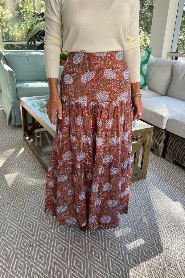 Murphy skirt, rust/purple multi