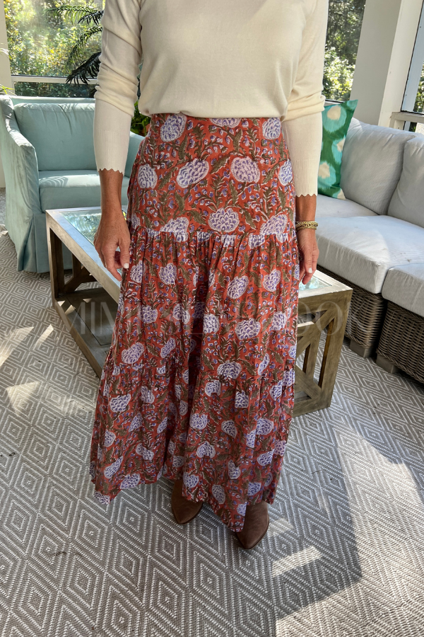 Murphy skirt, rust/purple multi