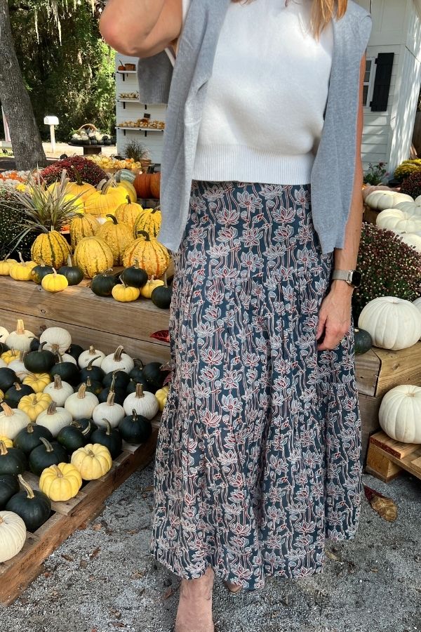 Murphy skirt, fall garden print