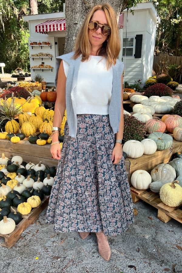 Murphy skirt, fall garden print
